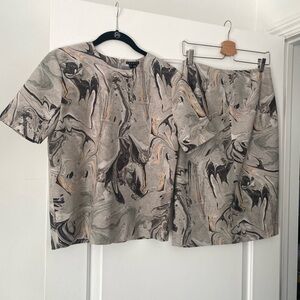 Theory - Marble Print Top and Skirt Set